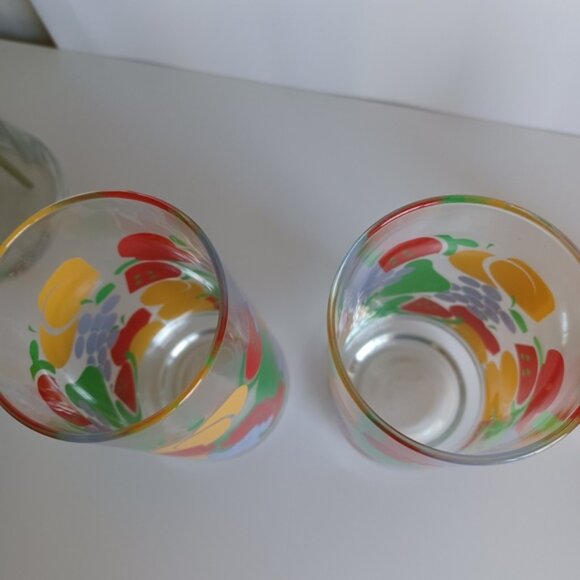 Crisa Vintage 90s Glassware | Set of 4 Iced Tea Glasses | Fruit Print - Picture 2 of 3